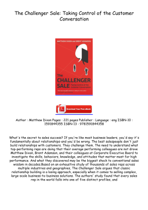 Download Read [PDF/EPUB] The Challenger Sale: Taking Control of the Customer Conversation Full Access for free
