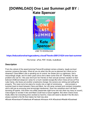 Descargar [DOWNLOAD] One Last Summer.pdf BY : Kate   Spencer gratis