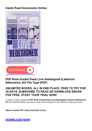 Baixe PDF Book Instant Read Love Redesigned (Lakefront Billionaires, #1) gratuitamente