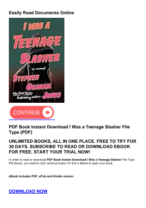 Download PDF Book Instant Download I Was a Teenage Slasher for free