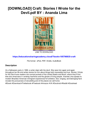 Download [DOWNLOAD] Craft: Stories I Wrote for the Devil.pdf BY : Ananda Lima for free