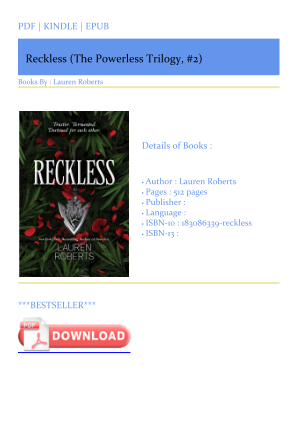 Télécharger Download [EPUB/PDF] Reckless (The Powerless Trilogy, #2) Free Download gratuitement