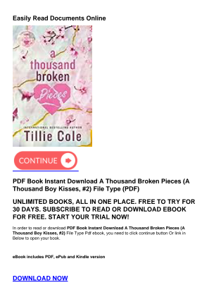 Baixe PDF Book Instant Download A Thousand Broken Pieces (A Thousand Boy Kisses, #2) gratuitamente