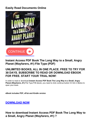 Unduh Instant Access PDF Book The Long Way to a Small, Angry Planet (Wayfarers, #1) secara gratis