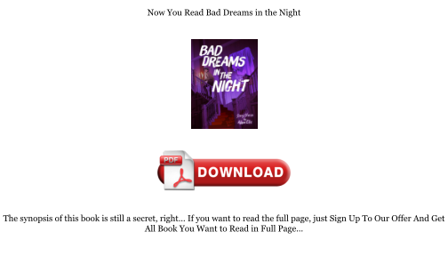 Télécharger Download [PDF] Bad Dreams in the Night Books gratuitement