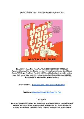 Unduh (DOWNLOAD) PDF I Hope This Finds You Well By _ (Natalie Sue).pdf secara gratis