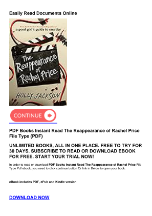 Download PDF Books Instant Read The Reappearance of Rachel Price for free