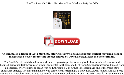 Descargar Download [PDF] Can't Hurt Me: Master Your Mind and Defy the Odds Books gratis