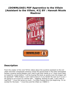 DOWNLOAD Apprentice to the Villain (Assistant to the Villain, #2) PDF FULL by Hannah Nicole Maehrer را به صورت رایگان دانلود کنید