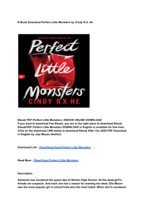 Descargar (PDF) DOWNLOAD Perfect Little Monsters By _ (Cindy R.X. He).pdf gratis