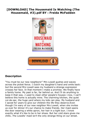 Télécharger [DOWNLOAD] The Housemaid Is Watching (The Housemaid, #3).pdf BY : Freida McFadden GY41t gratuitement