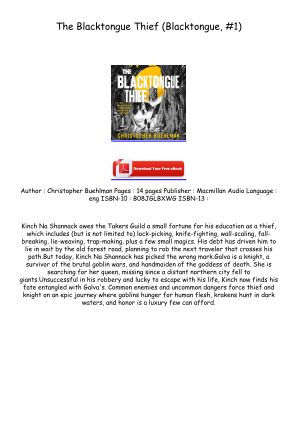 Descargar Get [PDF/KINDLE] The Blacktongue Thief (Blacktongue, #1) Free Download gratis
