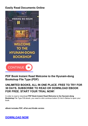 Download PDF Book Instant Read Welcome to the Hyunam-dong Bookshop for free