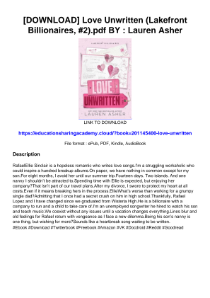 Baixe [DOWNLOAD] Love Unwritten (Lakefront Billionaires, #2).pdf BY : Lauren Asher gratuitamente