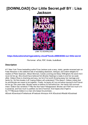 Unduh [DOWNLOAD] Our Little Secret.pdf BY : Lisa Jackson secara gratis