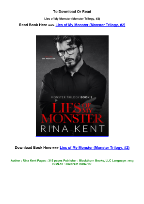 Télécharger LINK PDF DOWNLOAD Lies of My Monster Monster Trilogy  2 pdf By Rina Kent.pdf gratuitement