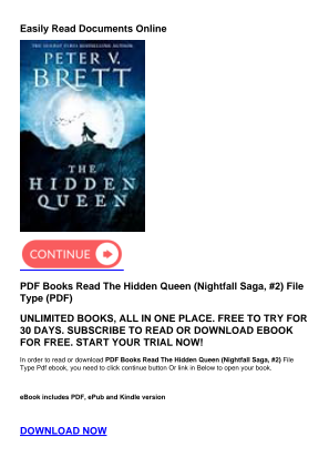 Descargar PDF Books Read The Hidden Queen (Nightfall Saga, #2) gratis