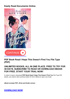 Descargar PDF Book Read I Hope This Doesn't Find You gratis