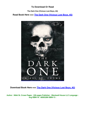 Download LINK Download epub The Dark One Vicious Lost Boys  2 pdf By Nikki St Crowe.pdf for free