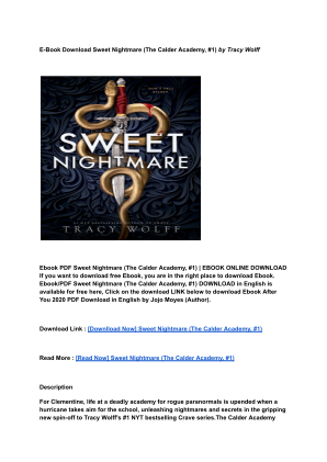 Descargar [PDF] Sweet Nightmare (The Calder Academy, #1) By _ (Tracy Wolff).pdf gratis