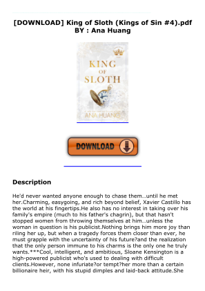 Télécharger [DOWNLOAD] King of Sloth (Kings of Sin #4).pdf BY : Ana Huang gratuitement