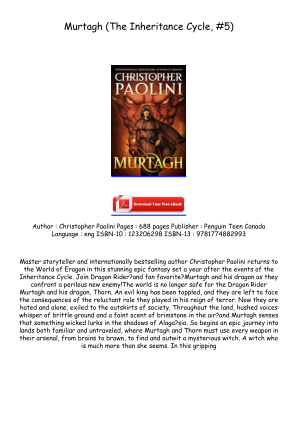 Download Get [EPUB/PDF] Murtagh (The Inheritance Cycle, #5) Free Download for free