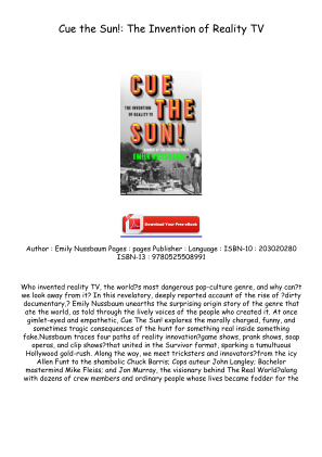 Download Read [EPUB/PDF] Cue the Sun!: The Invention of Reality TV Free Download for free