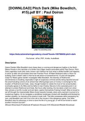 [DOWNLOAD] Pitch Dark (Mike Bowditch, #15).pdf BY : Paul Doiron را به صورت رایگان دانلود کنید