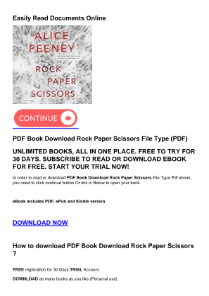 Télécharger PDF Book Download Rock Paper Scissors gratuitement