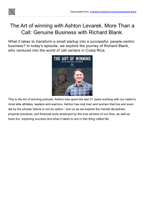 Télécharger The Art of winning podcast with Ashton Levarek. More Than a Call Genuine Relationships with Richard Blank.pdf gratuitement
