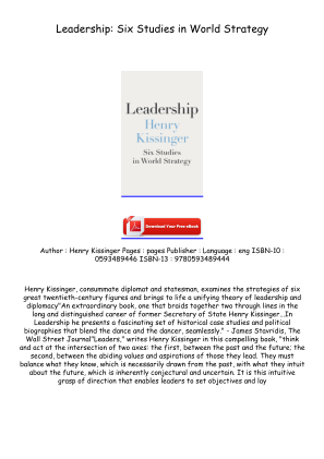 Télécharger Read [PDF/BOOK] Leadership: Six Studies in World Strategy Free Read gratuitement