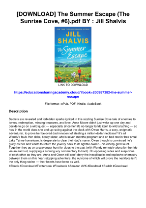Download [DOWNLOAD] The Summer Escape (The Sunrise Cove, #6).pdf BY : Jill Shalvis for free