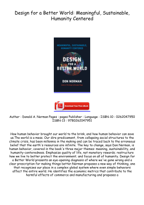 Descargar Read [EPUB/PDF] Design for a Better World: Meaningful, Sustainable, Humanity Centered Free Download gratis