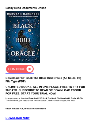 Télécharger Download PDF Book The Black Bird Oracle (All Souls, #5) gratuitement
