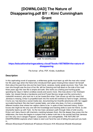 Descargar [DOWNLOAD] The Nature of Disappearing.pdf BY : Kimi Cunningham Grant gratis