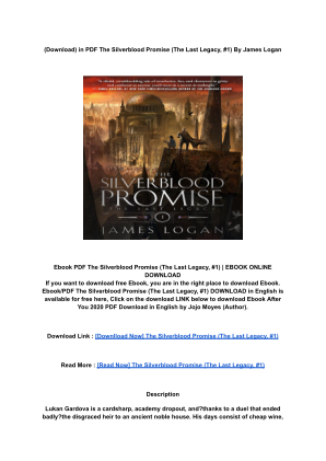 Baixe (DOWNLOAD) PDF The Silverblood Promise (The Last Legacy, #1) By _ (James   Logan).pdf gratuitamente