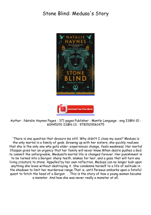 Télécharger Read [PDF/BOOK] Stone Blind: Medusa's Story Free Read gratuitement