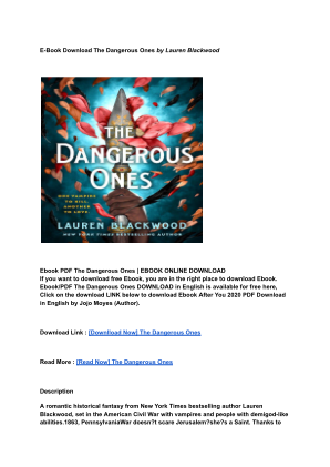 Télécharger (Download) PDF The Dangerous Ones By _ (Lauren Blackwood).pdf gratuitement