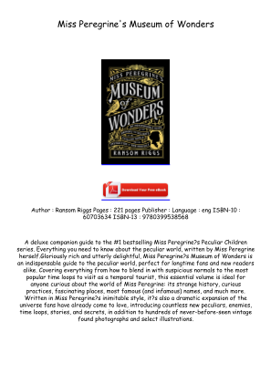 Télécharger Read [PDF/EPUB] Miss Peregrine's Museum of Wonders Full Page gratuitement