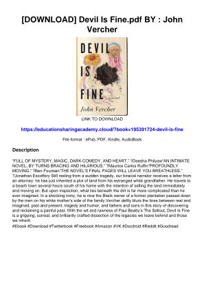 Download [DOWNLOAD] Devil Is Fine.pdf BY : John Vercher for free