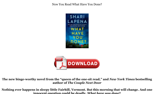 Download Download [PDF] What Have You Done? Books for free