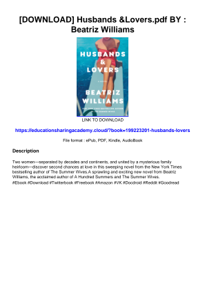 Baixe [DOWNLOAD] Husbands & Lovers.pdf BY : Beatriz Williams gratuitamente