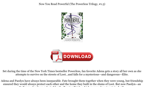 Télécharger Download [PDF] Powerful (The Powerless Trilogy, #1.5) Books gratuitement