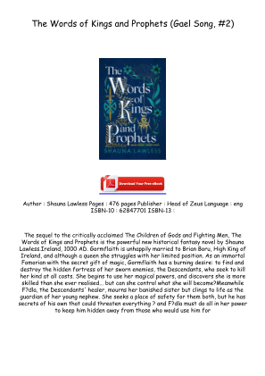 Descargar Read [PDF/KINDLE] The Words of Kings and Prophets (Gael Song, #2) Full Access gratis