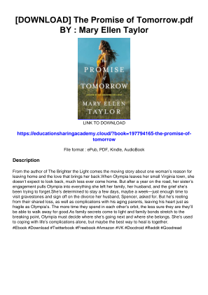 Unduh [DOWNLOAD] The Promise of Tomorrow.pdf BY : Mary Ellen Taylor secara gratis