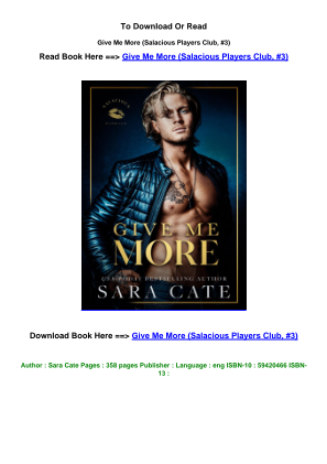 Descargar LINK Download pdf Give Me More Salacious Players Club  3 pdf By Sara Cate.pdf gratis