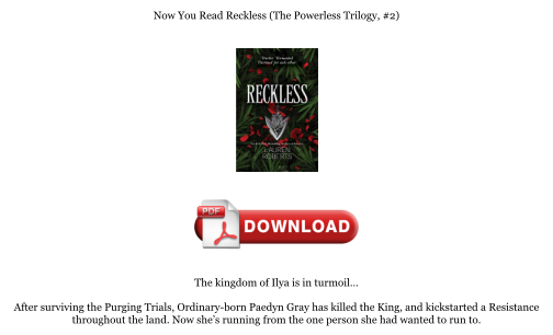 Télécharger Download [PDF] Reckless (The Powerless Trilogy, #2) Books gratuitement