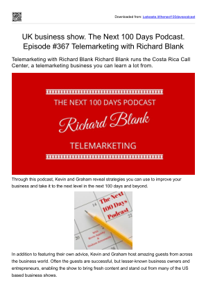 ดาวน์โหลด The Next 100 Days podcast guest Richard Blank Costa Ricas Call Center..pdf ได้ฟรี