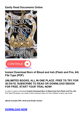 Télécharger Instant Download Born of Blood and Ash (Flesh and Fire, #4) gratuitement