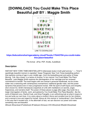 Download [DOWNLOAD] You Could Make This Place Beautiful.pdf BY : Maggie  Smith for free